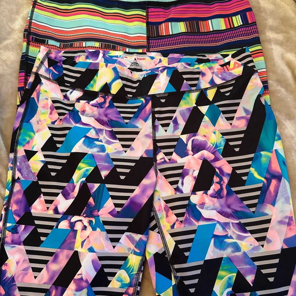 Colorful Fila Geometric Leggings - Picture 1 of 8